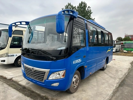 Os azuis pequenos usados do ônibus colorem 25 assentos o motor 130hp de Yuchai que que desliza a mão esquerda de Windows conduz o ônibus DFA6660 de Dongfeng