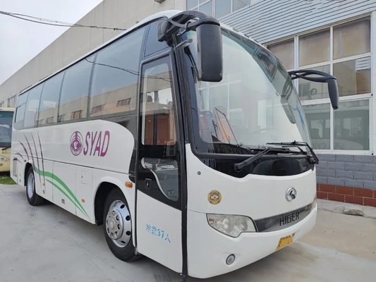 Ônibus mais alto usado KLQ6856 da movimentação branca comercial da mão esquerda da cor dos assentos da cremalheira de bagagem 37 do motor 200hp de Yuchai do ônibus