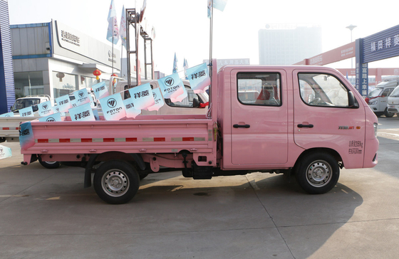 Caminhão de carga Foton Mini Caminhão de caminhão Cor rosa Transmissão manual Motor a gasolina Euro 6