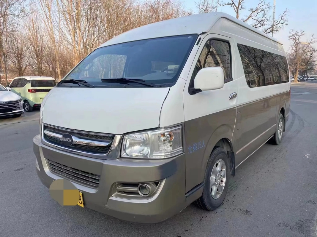 Porta de balanço externo usada Champagne Color Front Engine do minibus KLQ6540 dos assentos das camionetes 15 da canela mais altamente