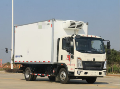 A carga usada transporta o tipo de Dirve HOWO da mão esquerda do modo da movimentação do caminhão refrigerado 4×2 do ³ dos 10m da capacidade de carga