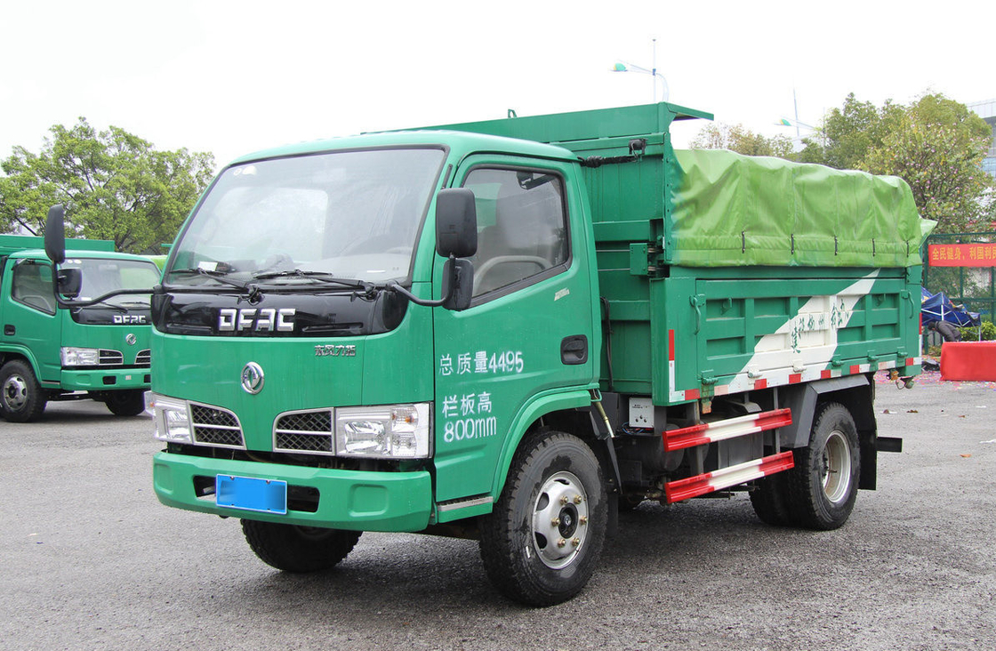Caminhão usado 4*2 Dongfeng Pequeno Caminhão de descarga Verde Cor Manual de cabine de linha única