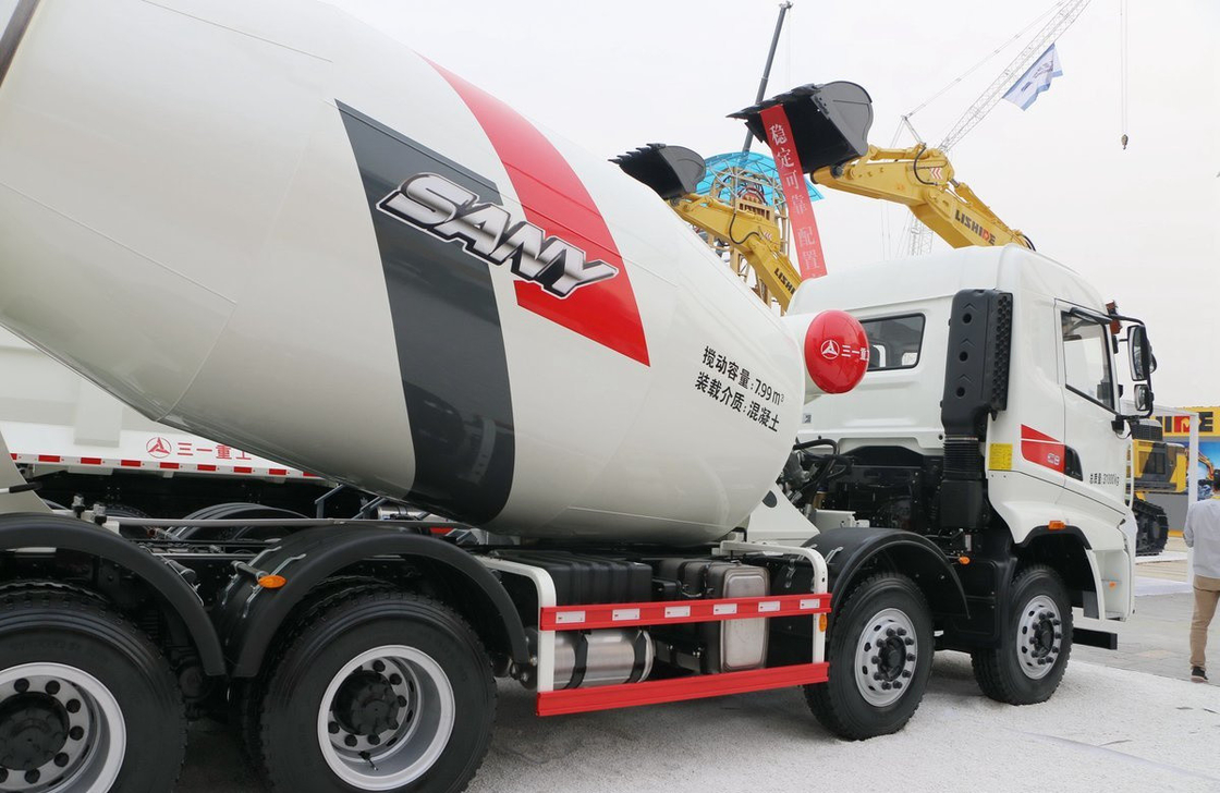 Caminhões de concreto à venda Caminhão Sany Mixer Caminhão 8m3 Capacidade de tanque 313hp Motor Transmissão rápida