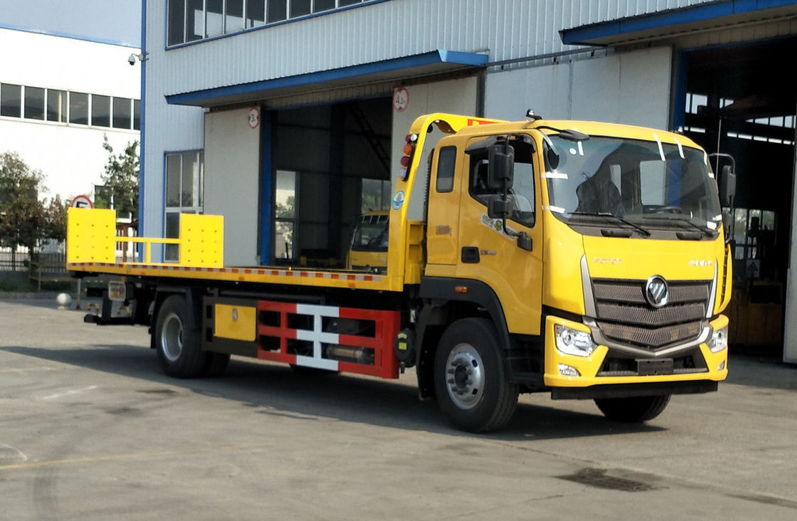 Modo de movimentação de 7 toneladas da cama lisa 4*2 do motor diesel 210hp de Foton do caminhão Wrecker 10,5 medidores de comprimento