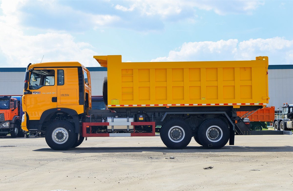 Usado 10 pneus caminhão de desvio 6,3 metros caixa 400hp Howo TX7 levantamento frontal manual de 12 velocidades