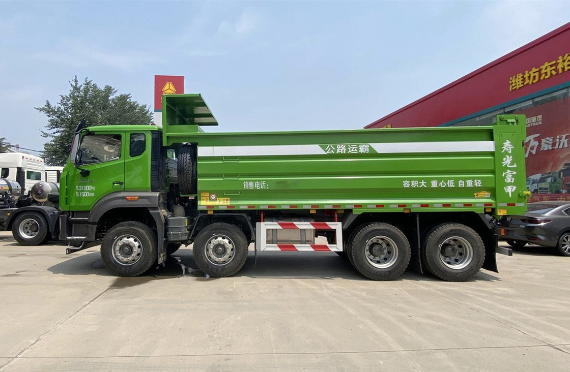 Howo 8x4 caminhão de descarga 340hp Construção urbana Resíduos de transporte 12 rodas Primavera de folha