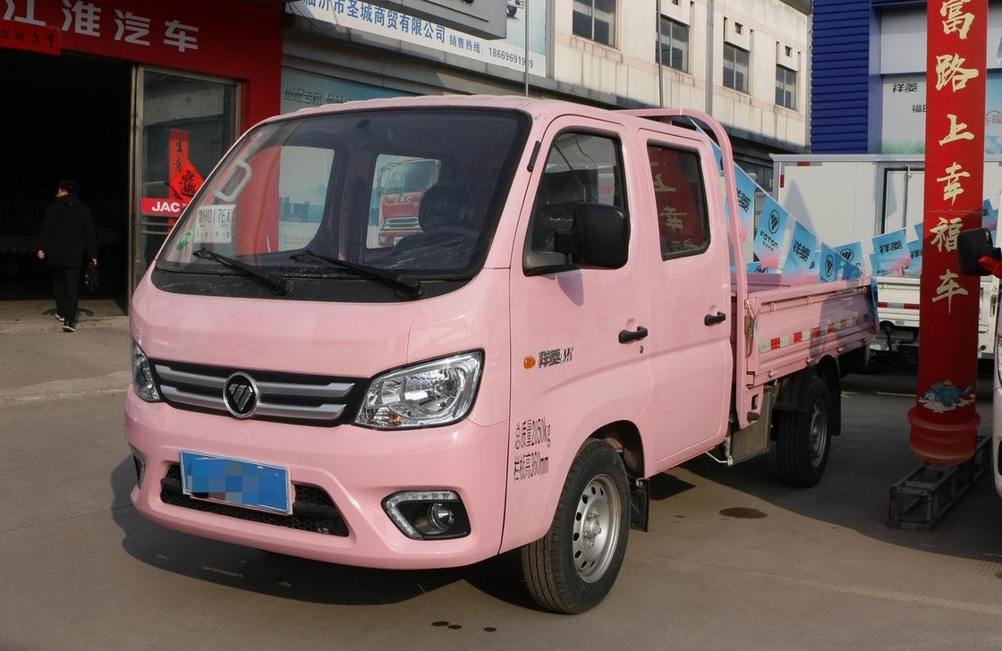 Caminhão de carga Foton Mini Caminhão de caminhão Cor rosa Transmissão manual Motor a gasolina Euro 6