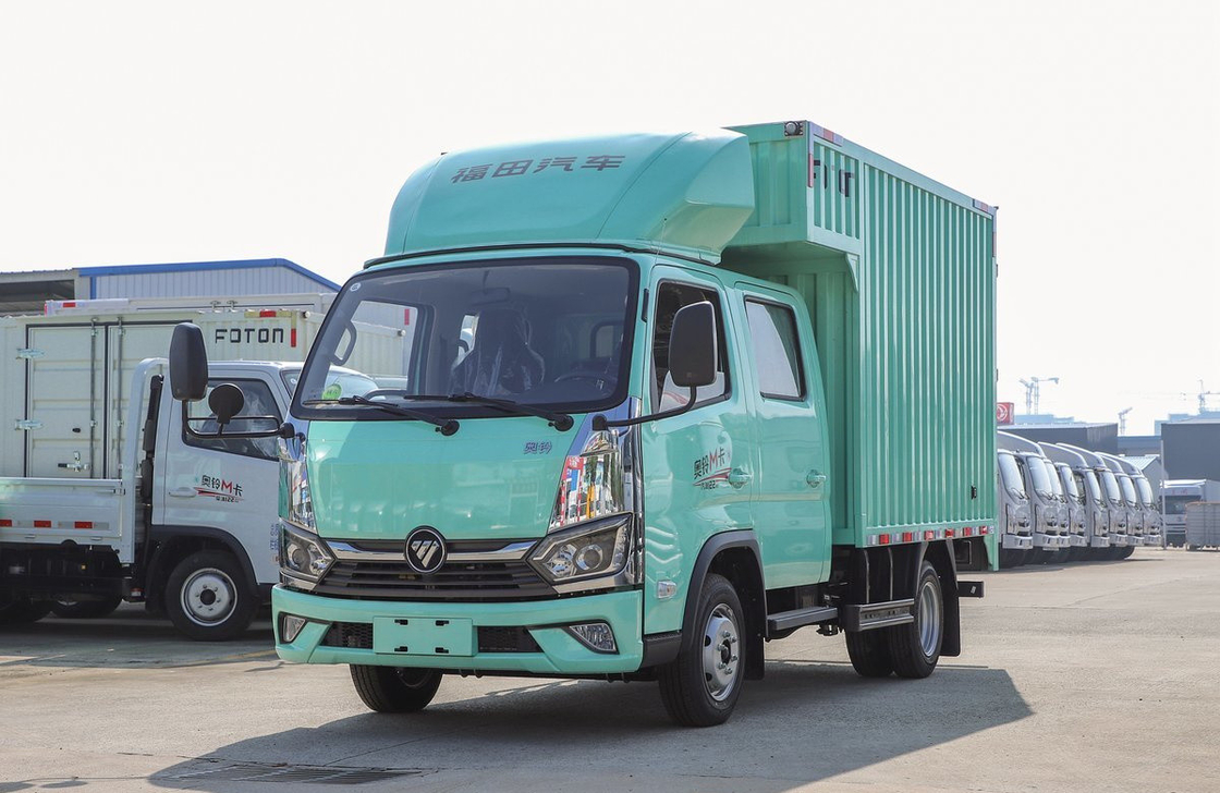 Caminhões de carga leve usados 2.7 metros Caixa de contentores 2 + 3 assentos Cabina dupla Marca chinesa Foton