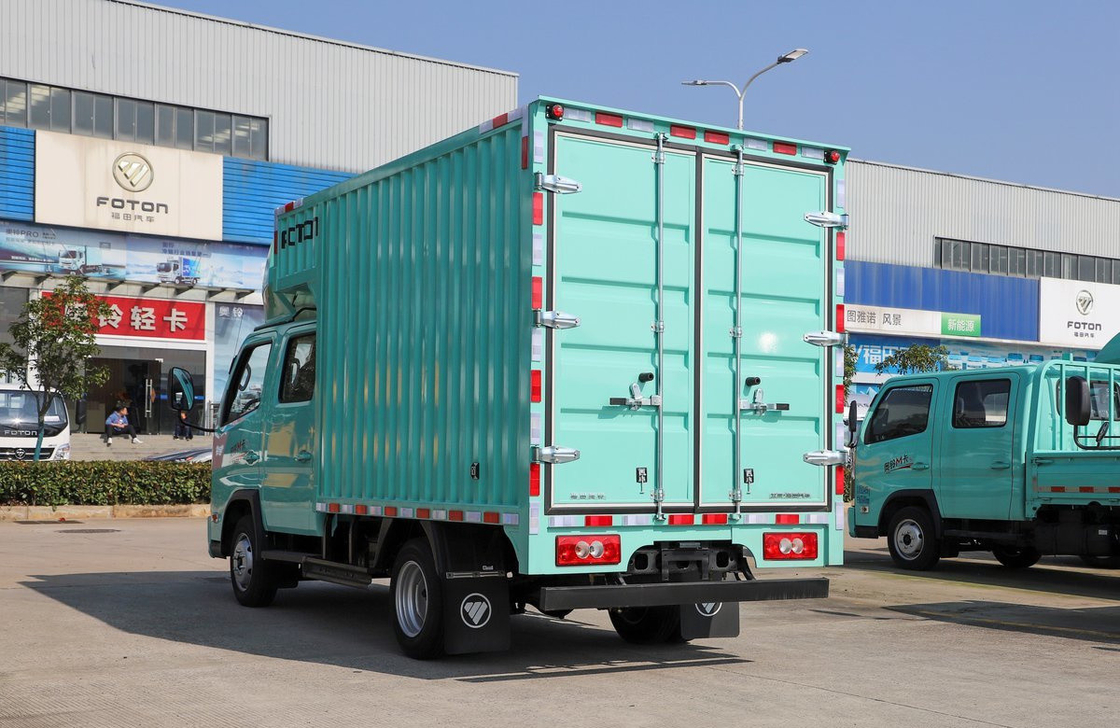 Caminhões de carga leve usados 2.7 metros Caixa de contentores 2 + 3 assentos Cabina dupla Marca chinesa Foton