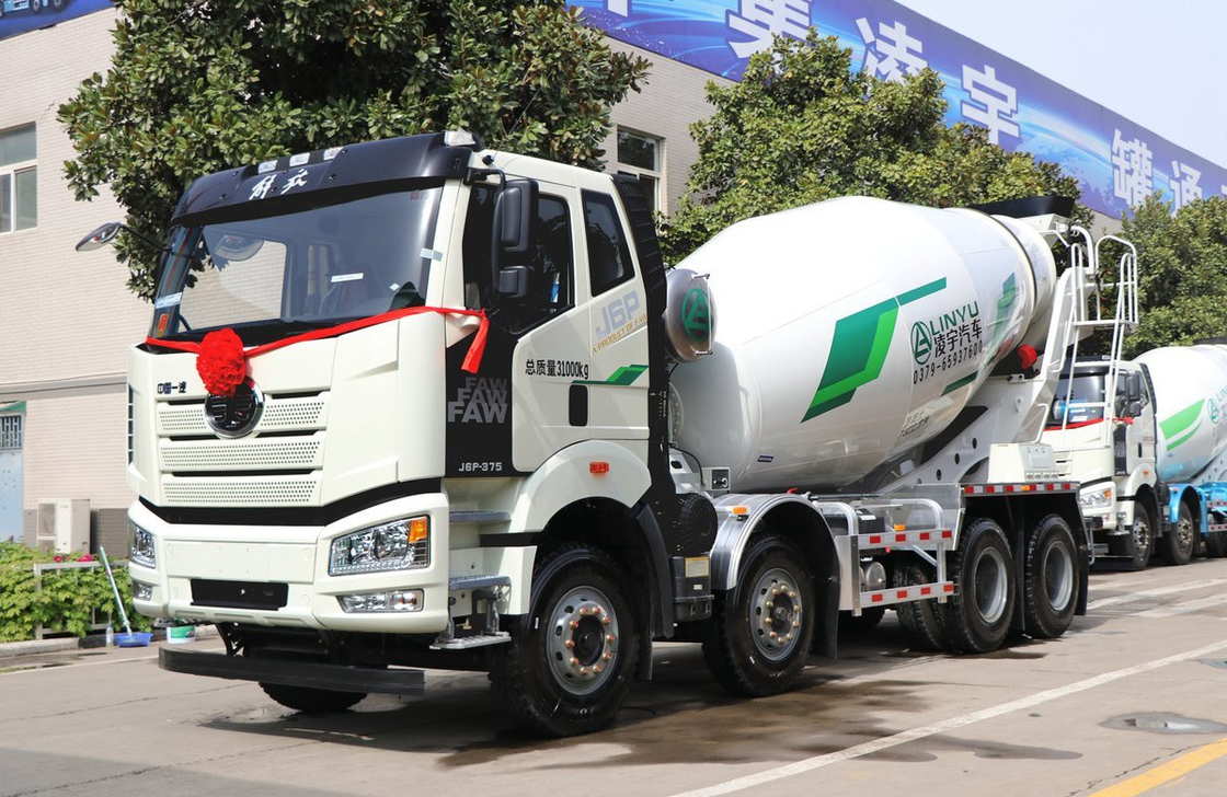 Caminhão de mistura de betão 12 rodas 8*4 FAW Mixer 375hp Cabina de uma cama 8 Tanker cúbico