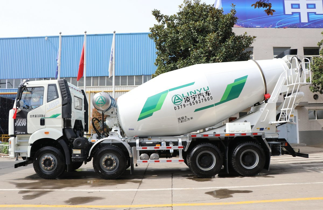 Caminhão de mistura de betão 12 rodas 8*4 FAW Mixer 375hp Cabina de uma cama 8 Tanker cúbico