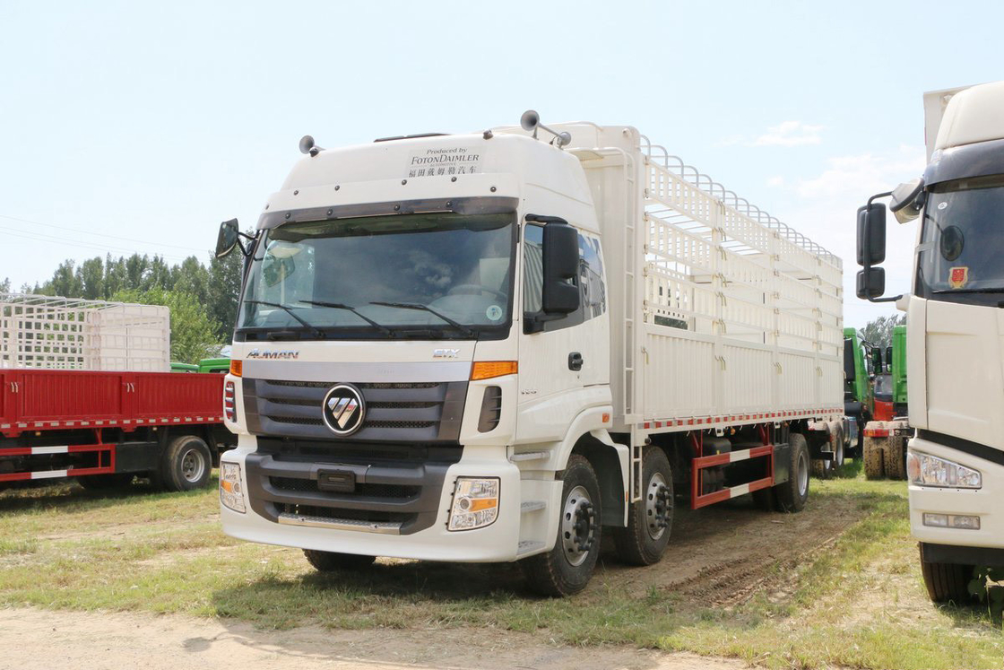 Foton Auman Stake Truck Série 6 Caminhão pesado Diesel de 8 velocidades 245HP 6X2 9,53m Corpo branco