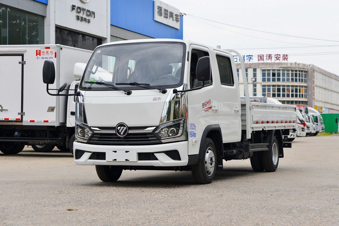 Auman M Modelo 2.0L Assentos em fila dupla 144HP Manual de gasolina 5 marchas 2.7m Foton Flatbed Mini Truck