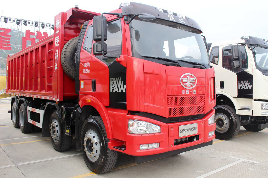 FAW Jiefang Dump Truck J6M Truck Pesado Diesel 350hp Flat Top Single Row Seat 8X4 6,5m Rear Flip Cargo Box