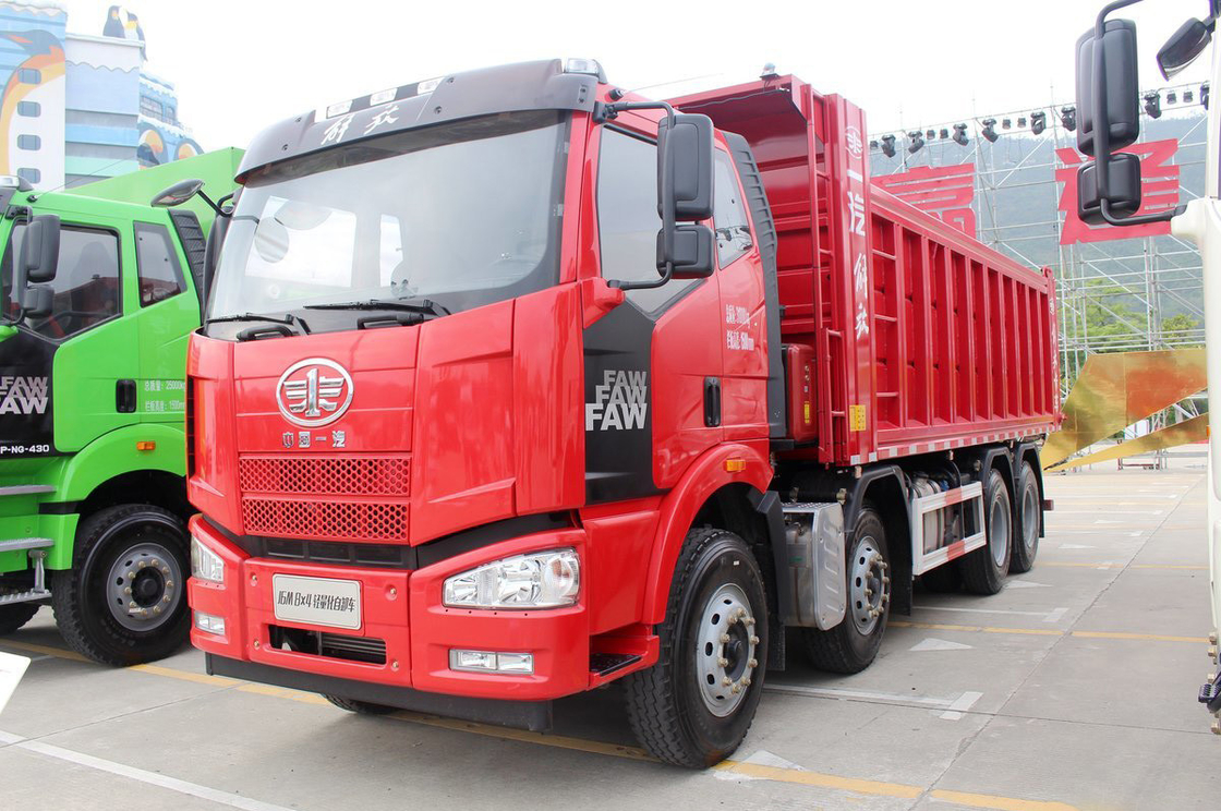 FAW Jiefang Dump Truck J6M Truck Pesado Diesel 350hp Flat Top Single Row Seat 8X4 6,5m Rear Flip Cargo Box