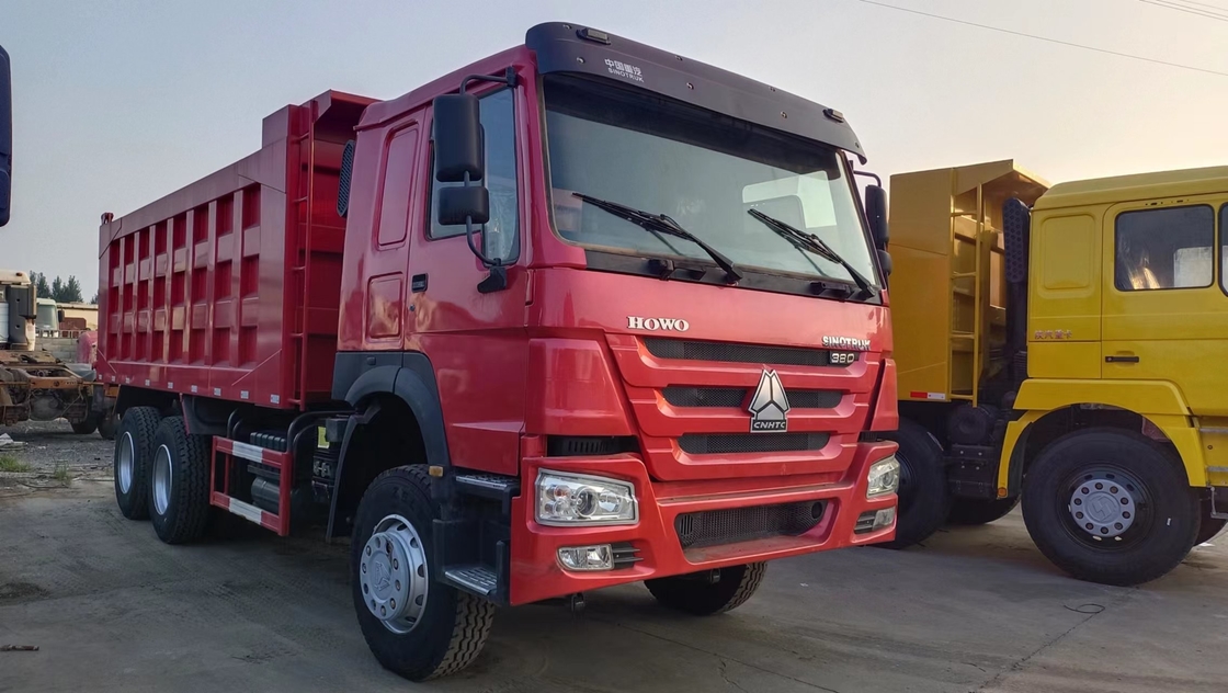 Howo Dump Truck Usado Cabina de uma fila e meia Sinotruk Tipper 20cbm Caixa 380hp Euro 2 Emissão