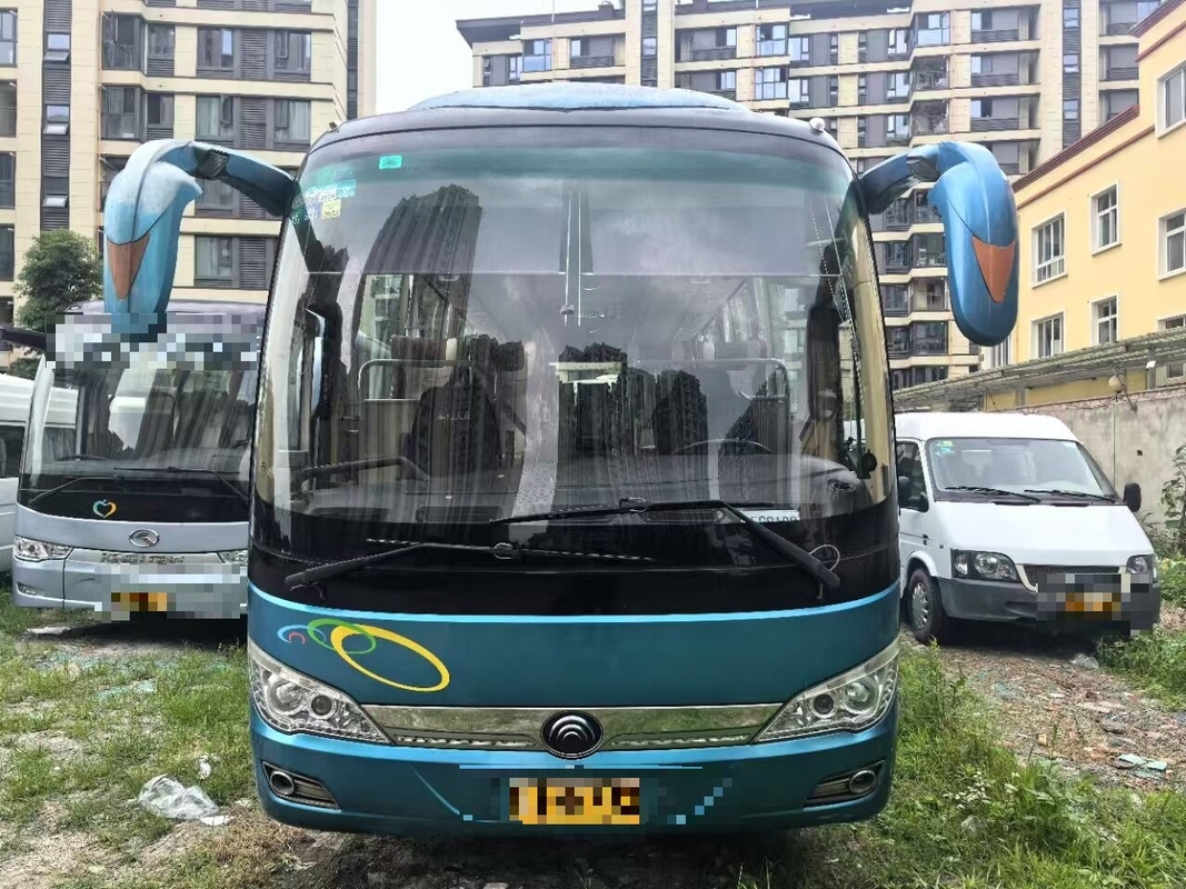 Luxo autocarro usado K6906 azul A/C Diesel motor folha 39 assentos Suspensão de mola longa distância