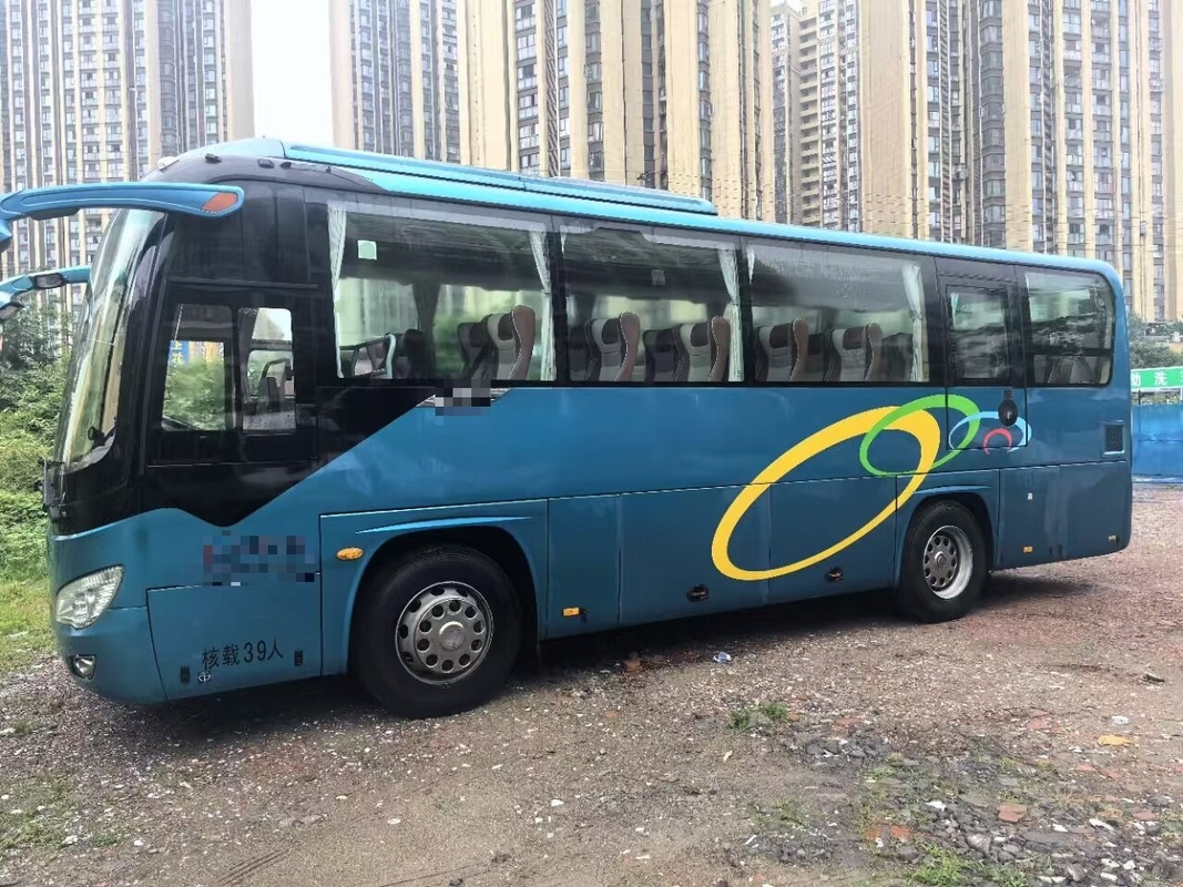 Luxo autocarro usado K6906 azul A/C Diesel motor folha 39 assentos Suspensão de mola longa distância