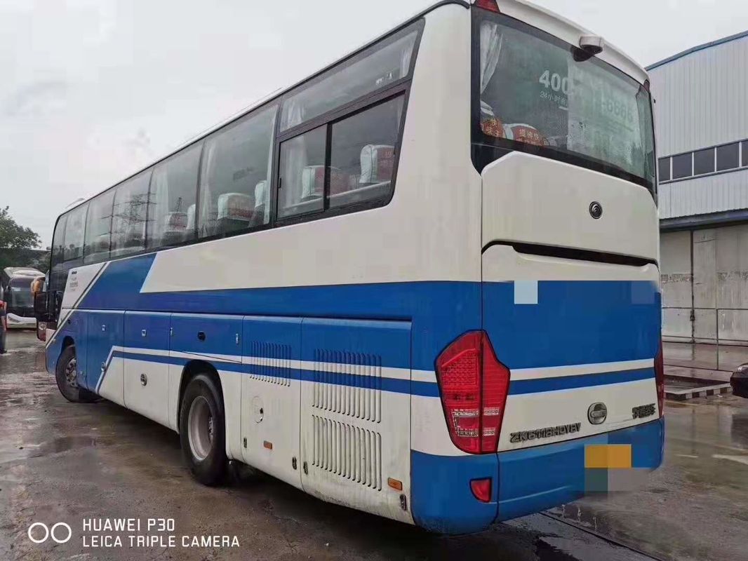 Branco azul usado Yutong do ônibus dos assentos do ônibus 55 da pousa-copos do diesel LHD 2014 anos ZK6118