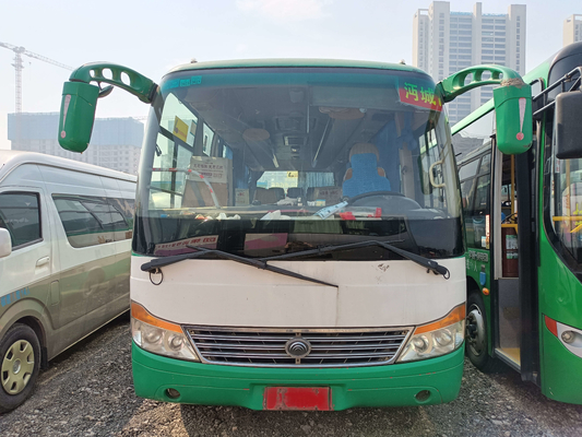 Ônibus de transporte usado 29 lugares Motor dianteiro ZK6752D Modelo Janela deslizante Primavera de folha