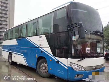 Branco azul usado Yutong do ônibus dos assentos do ônibus 55 da pousa-copos do diesel LHD 2014 anos ZK6118
