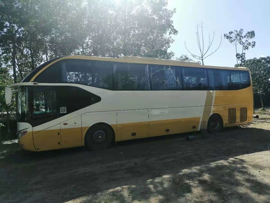 Yutong amarelo usou portas diesel do A/C dois do apoio do ônibus ZK6122 61 Seat LHD da viagem